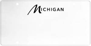 USA license plate Michigan black text