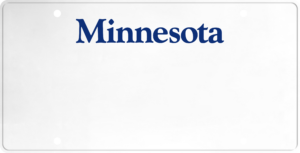 USA license plate Minnesota blue text