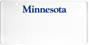 USA license plate Minnesota blue text