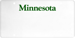 USA license plate Minnesota green text
