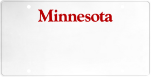 USA license plate Minnesota red text