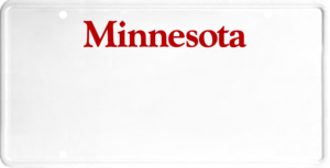 USA license plate Minnesota red text