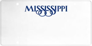 USA license plate Mississippi blue text