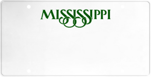 USA license plate Mississippi green text