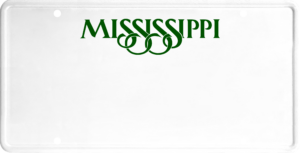 USA license plate Mississippi green text