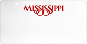 USA license plate Mississippi red text