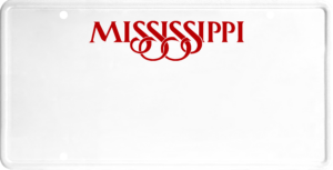 USA license plate Mississippi red text