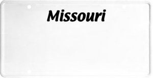 USA license plate Missouri black text