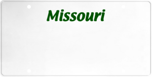 USA license plate Missouri green text