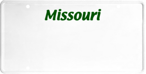 USA license plate Missouri green text