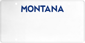 USA license plate Montana blue text