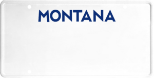 USA license plate Montana blue text