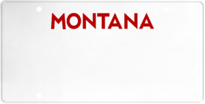USA license plate Montana red text
