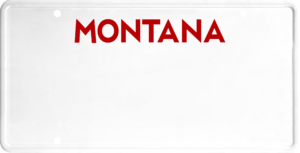 USA license plate Montana red text