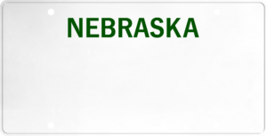 USA license plate Nebraska green text