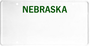 USA license plate Nebraska green text