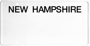 USA license plate New Hampshire black text