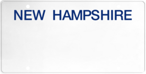 USA license plate New Hampshire blue text