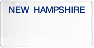 USA license plate New Hampshire blue text