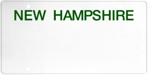 USA license plate New Hampshire green text