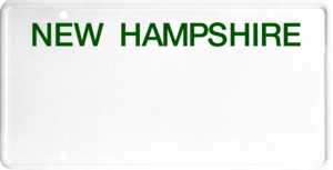 USA license plate New Hampshire green text
