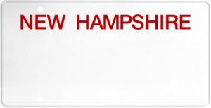 USA license plate New Hampshire red text