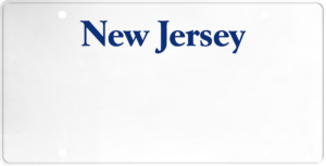 USA license plate New Jersey blue text