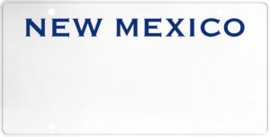 USA license plate New Mexico blue text