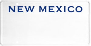 USA license plate New Mexico blue text