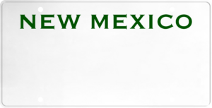 USA license plate New Mexico green text