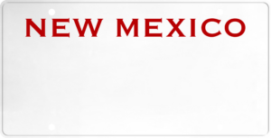 USA license plate New Mexico red text