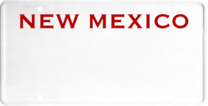 USA license plate New Mexico red text