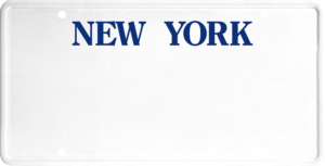 USA license plate New York blue text