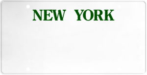 USA license plate New York green text