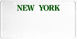 USA license plate New York green text