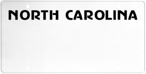 USA license plate North Carolina black text