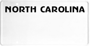 USA license plate North Carolina black text