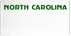 USA license plate North Carolina green text