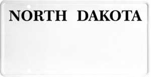USA license plate North Dakota black text