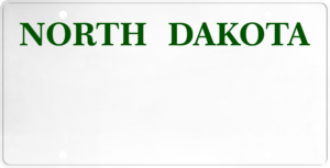USA license plate North Dakota green text