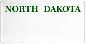 USA license plate North Dakota green text
