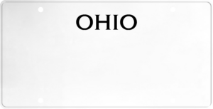 USA license plate Ohio black text