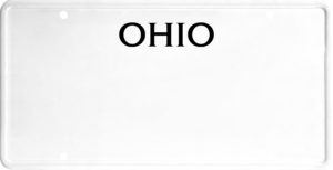 USA license plate Ohio black text