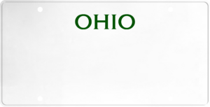 USA license plate Ohio green text