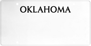 USA license plate Oklahoma black text