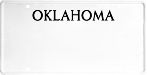 USA license plate Oklahoma black text