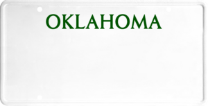USA license plate Oklahoma green text