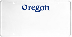 USA license plate Oregon blue text