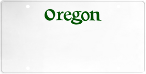 USA license plate Oregon green text