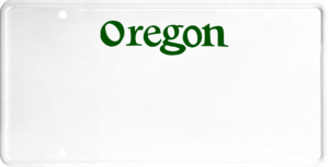 USA license plate Oregon green text
